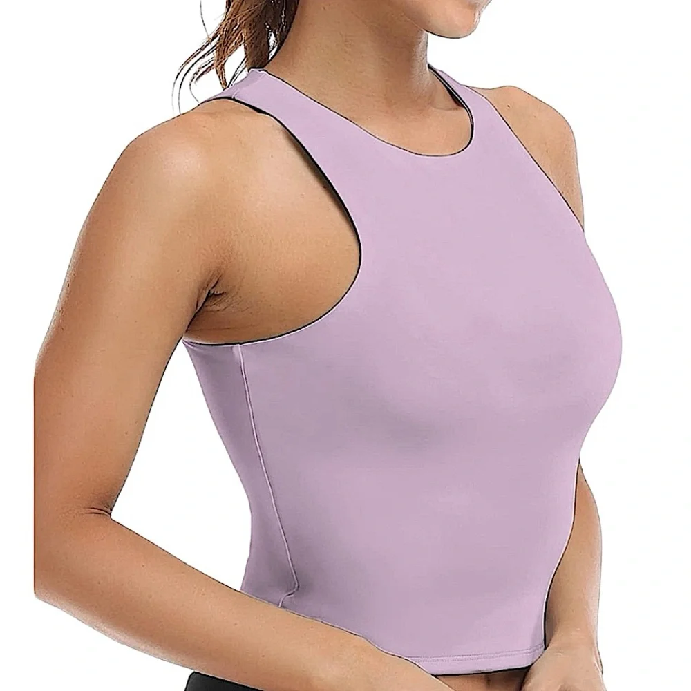 NWOT Colorfulkoala High Neck Contour Sleeveless Crop Double Lined Yoga S… - Picture 2 of 9